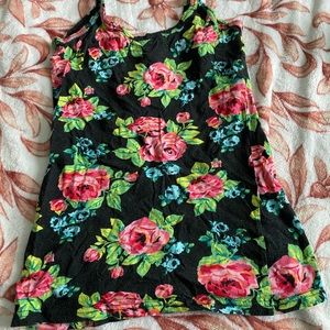 Floral Black Tank Top